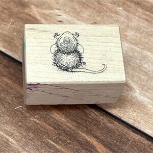 1999 HOUSE MOUSE B353 MONICA FROM BEHIND WOOD / RUBBER STAMP BY STAMPA ROSA